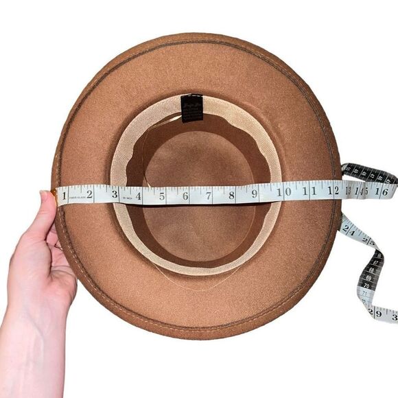 BOUJI BEE Brown Hat W/ Faux Leather Wrap & Side Detail One Size - Picture 7 of 7